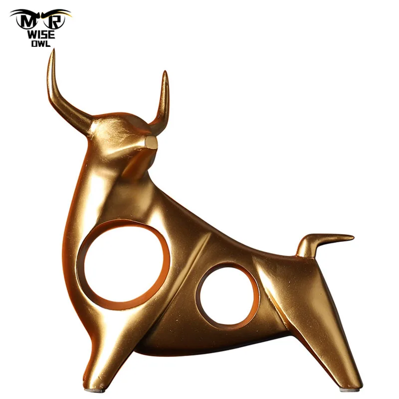 

Resin Hollow Bull Statue Creative Animal Figurines For Interior Home Decor Living Room Desktop Decoration Cafe Office Ornaments