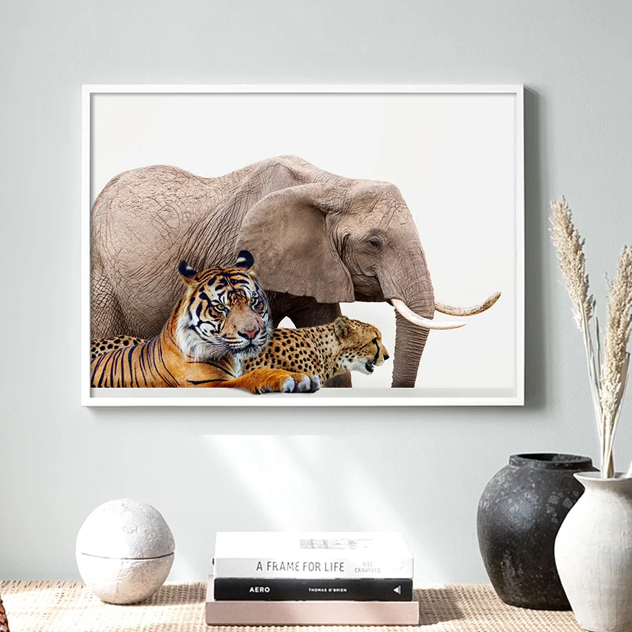 

Rhinoceros Elephant Giraffe Tiger Bear HD Wall Art Canvas Painting Nordic Posters And Prints Wall Pictures For Living Room Decor