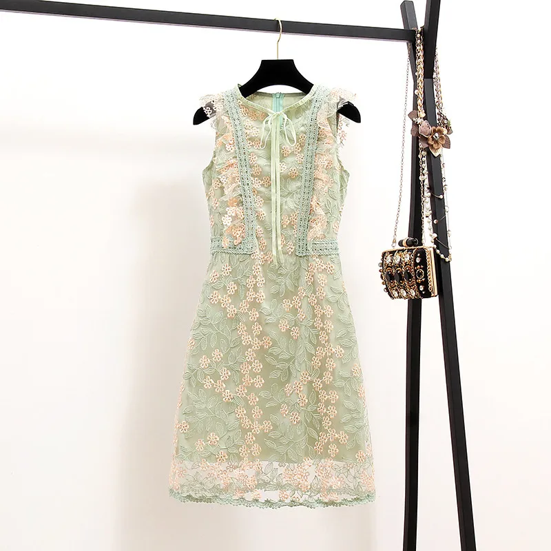 Женское вечервечерние платье с вышивкой винтажное Сетчатое без рукавов в