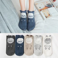 8 styles womens cotton socks set summer leisure comfortable breathable cartoon cute animal totoro invisible boat socks 5 pairs