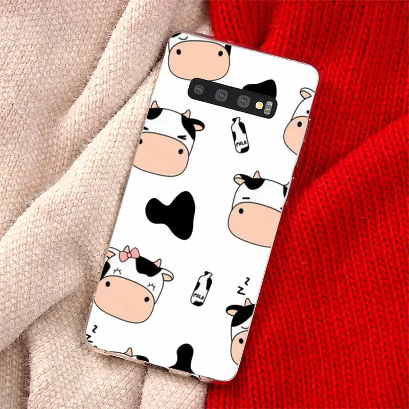 

Cow Milk Black White Phone Case Transparent for Samsung A71 S9 10 20 HUAWEI p30 40 honor 10i 8x xiaomi note 8 Pro 10t 11
