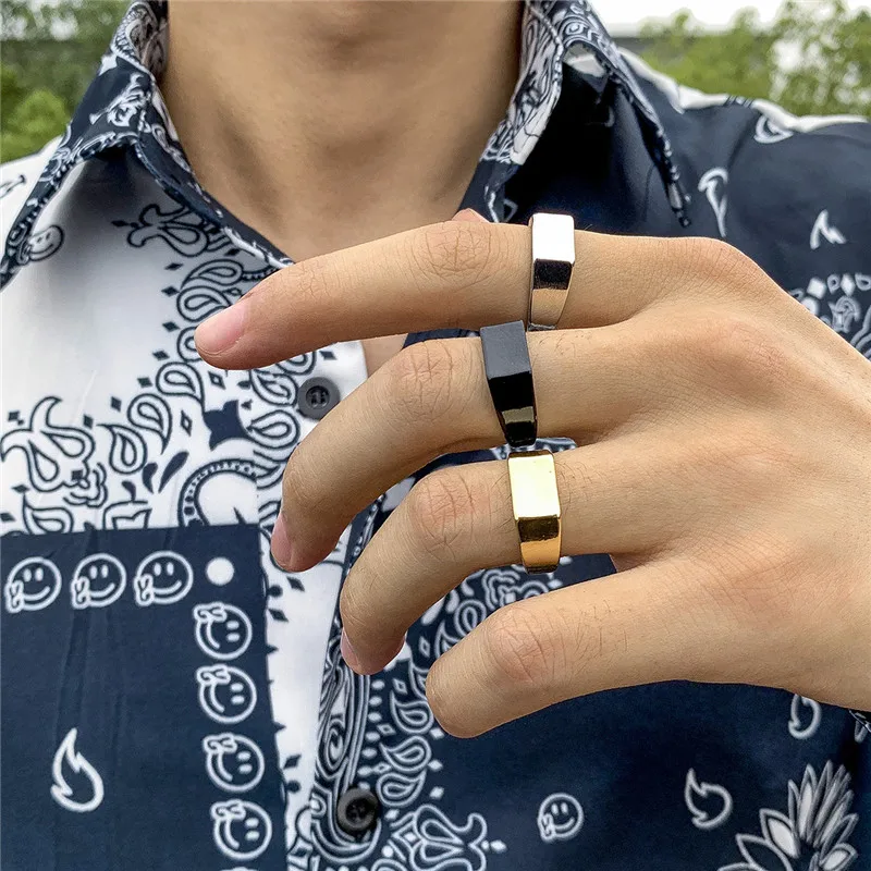 

2021 Fashion Rings For Women Korean Simple Punk Hip-Hop Street Three Ring Set Silver Color Statement Hip Hop Jewelry