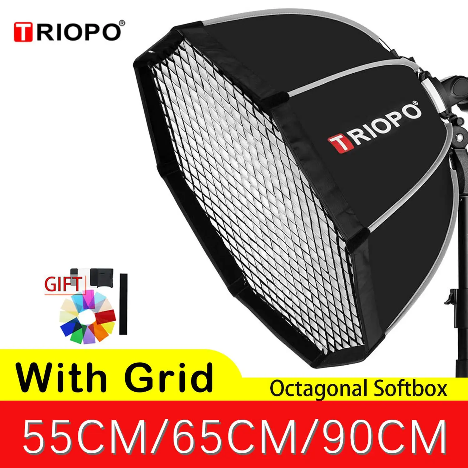 Восьмиугольный софтбокс TRIOPO 55 см 65 90 с Gird andle Umbrella для Godox Camare Flash speedlite аксессуары