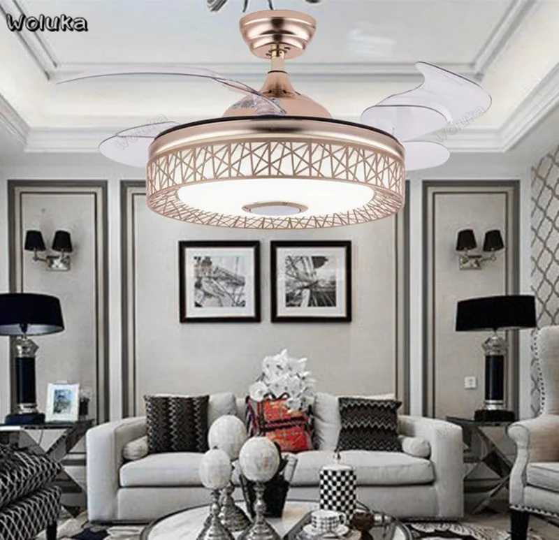 Потолочный вентилятор светильник невидимый для гостиной столовой скандинавский