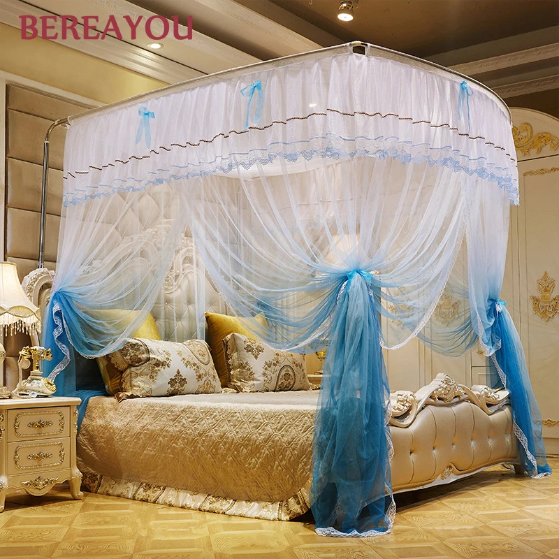 Роскошная противомоскитная сетка для двойной кровати с навесом из нержавеющей