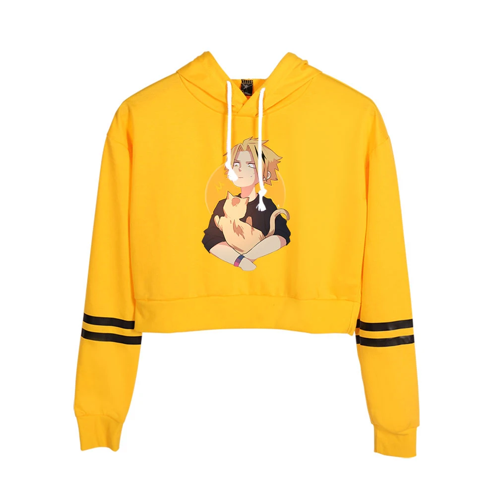 

My Hero Academia Hoodie Female Long Sleeve Navel Cropped Hoodies Women's Pullover Casual Streetwear Anime Denki Kaminari Clothes