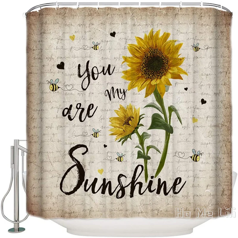 

Sunflower By Ho Me Lili Shower Curtains You Are My Sunshine Kraft Paper Letter Polyester Fabric Waterproof Sets With Hooks