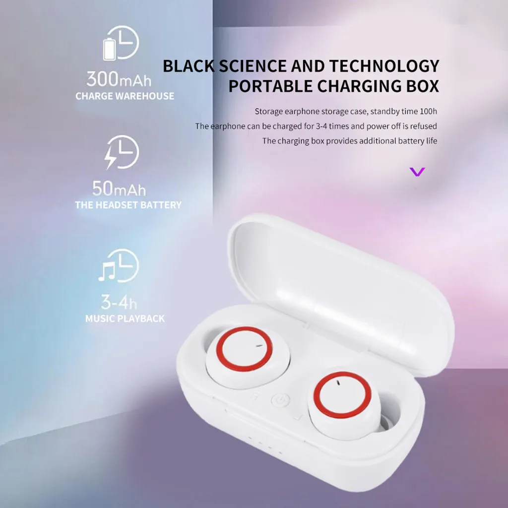 50 # TWS Bluetooth настоящие беспроводные наушники 5D стерео мини водонепроницаемые для