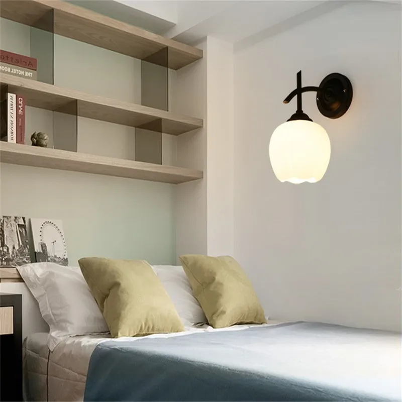 Новая настенная светодиодная стеклянная прикроватная лампа для спальни