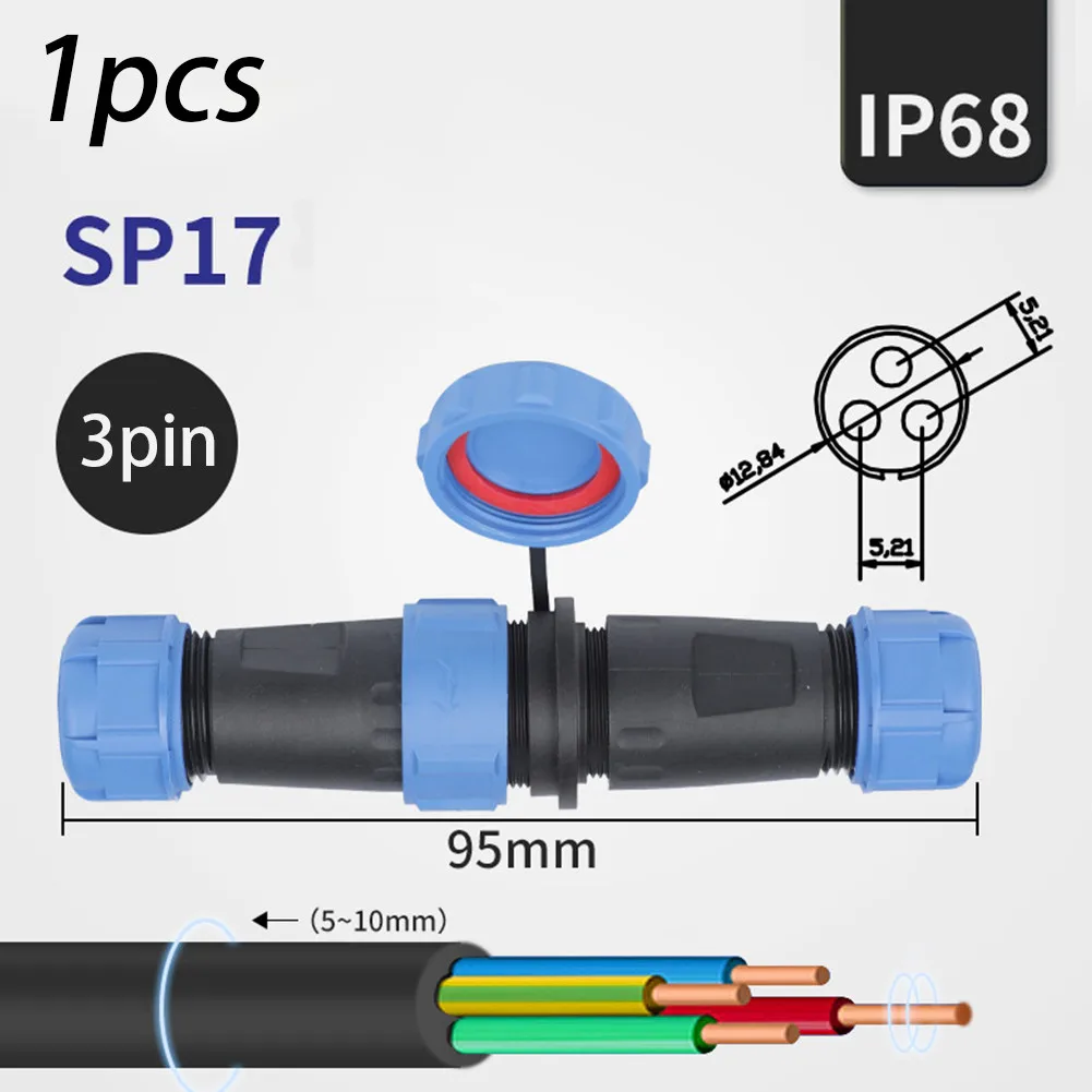 

2/3/4/5/7/9pin SP17 Circular Connector Panel Installation IP68 Waterproof 220A 220V Panel Mount Welding Terminal Medium Size