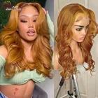 Медовая Блондинка Hd кружевные передние al парики 13X1 прозрачные волнистые передние парики на сетке для женщин Имбирные светлые бразильские человеческие волосы 180%