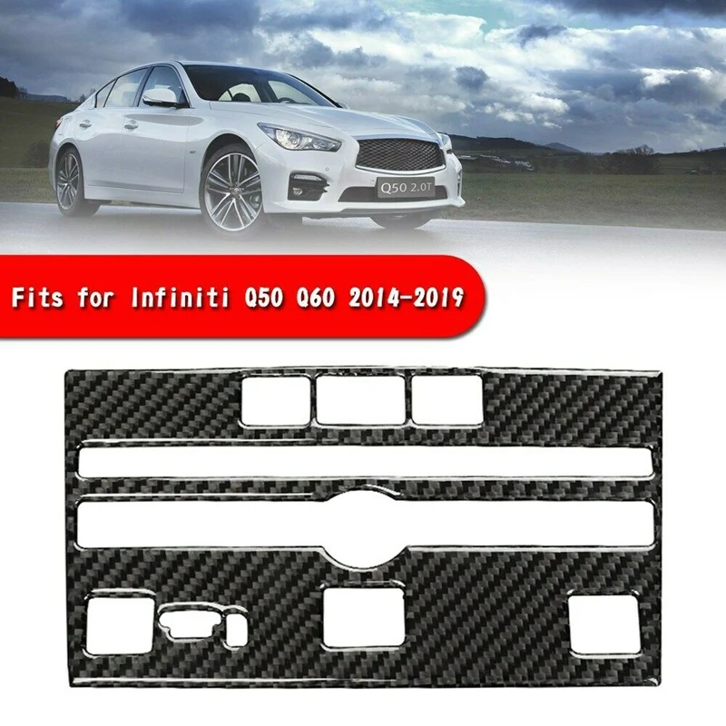

NEW-Carbon Fiber Center Control CD Panel Cover Trim for Infiniti Q50 2014-2019
