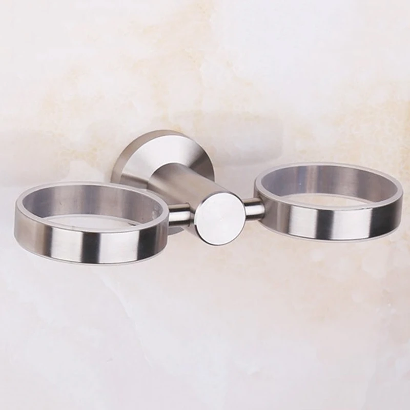 

Toothbrush Cup Wall Mounted Rack Storage Rack Bathroom Bathroom Balcony Bedroom Round Double Cup Toothbrush Cup Rack