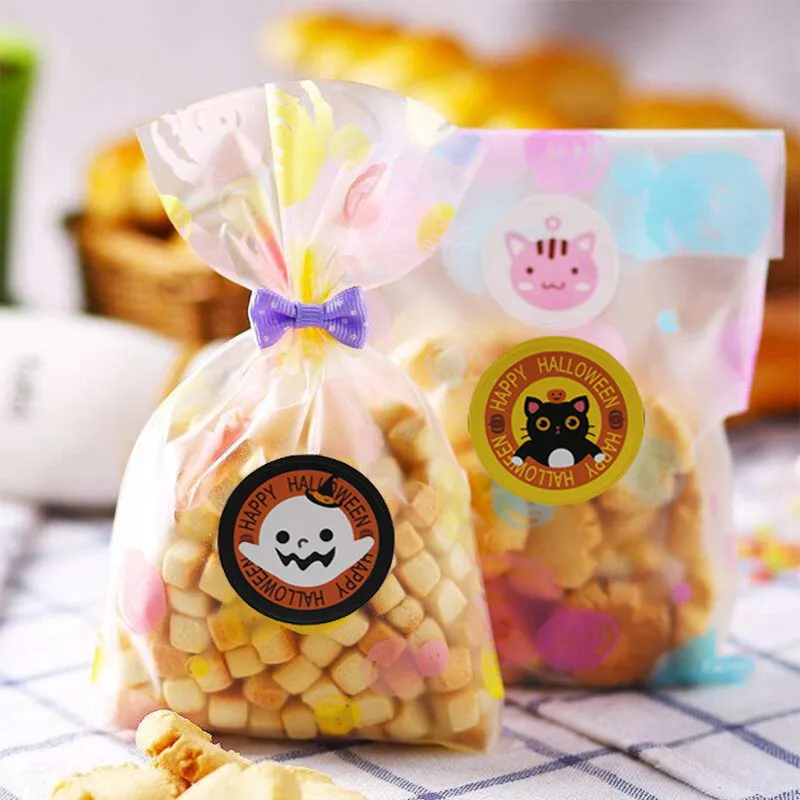 10 шт. круглый Хэллоуин наклейка с тыквой Праздничное оформление сумка для конфет