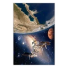HT052 впечатляющая Вселенная Земля и Луна космическая станция астронавт шелковая ткань плакат искусство Декор внутренняя Окраска Подарок