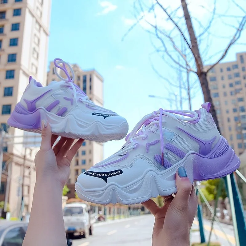 

Новинка 2021, женская спортивная обувь, универсальные дышащие сетчатые удобные туфли на платформе с круглым носком, женская повседневная обу...