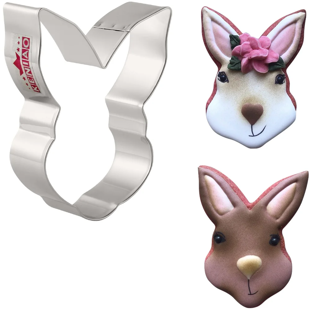 KENIAO Spring Easter Bunny Face Cookie Cutter 8.8*7.3cm Biscuit Fondant Pastry Sandwich Mold Stainless Steel Large Cooki | Дом и сад