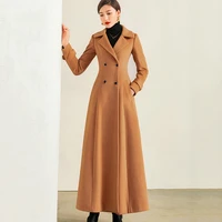 new women long wool coat autumn winter 2021 elegant fashion suit collar double breasted basic slim x long woolen overcoat