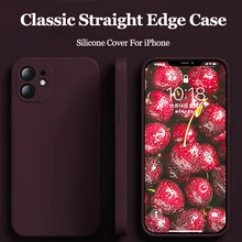 Case For iPhone 12 11 Pro Max XR X XS Max 7 8 Plus 12 Mini SE 2020 Case New Classic Straight Edge Silicone Cover For iPhone 12