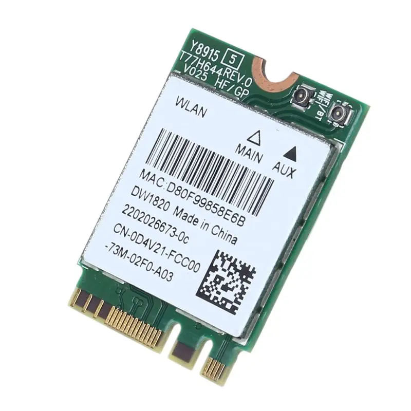 Для Dell Wireless 1820 DW1820 WLAN WiFi 802.11AC + BT 4 1 M.2 WIFI карта D4V21|Сетевые карты| |