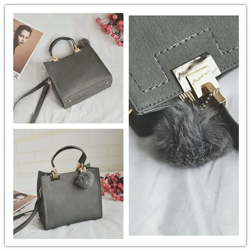 

Women shoulder bag luxury handbags women bags designer High-grade Scrub leather messenger bag Hairball women bag