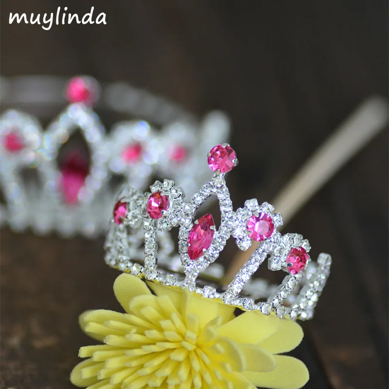 Миниатюрная тиара принцессы 4 см Ювелирное Украшение для волос с розовыми