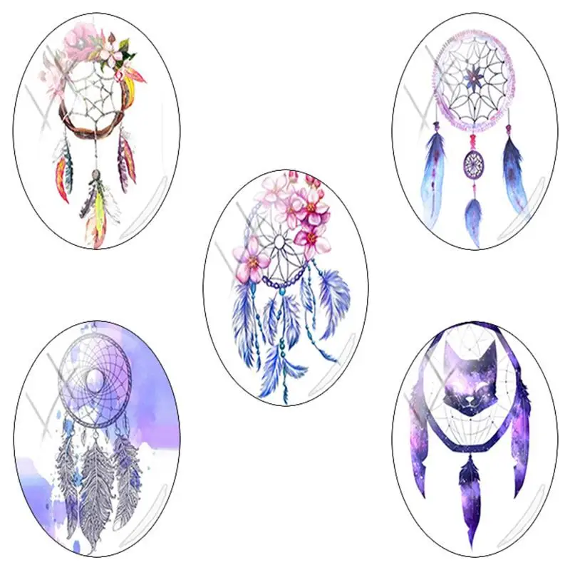 TAFREE овальной формы 18x25 мм Красочные Ловец снов перо фото s/лот стеклянный кабошон