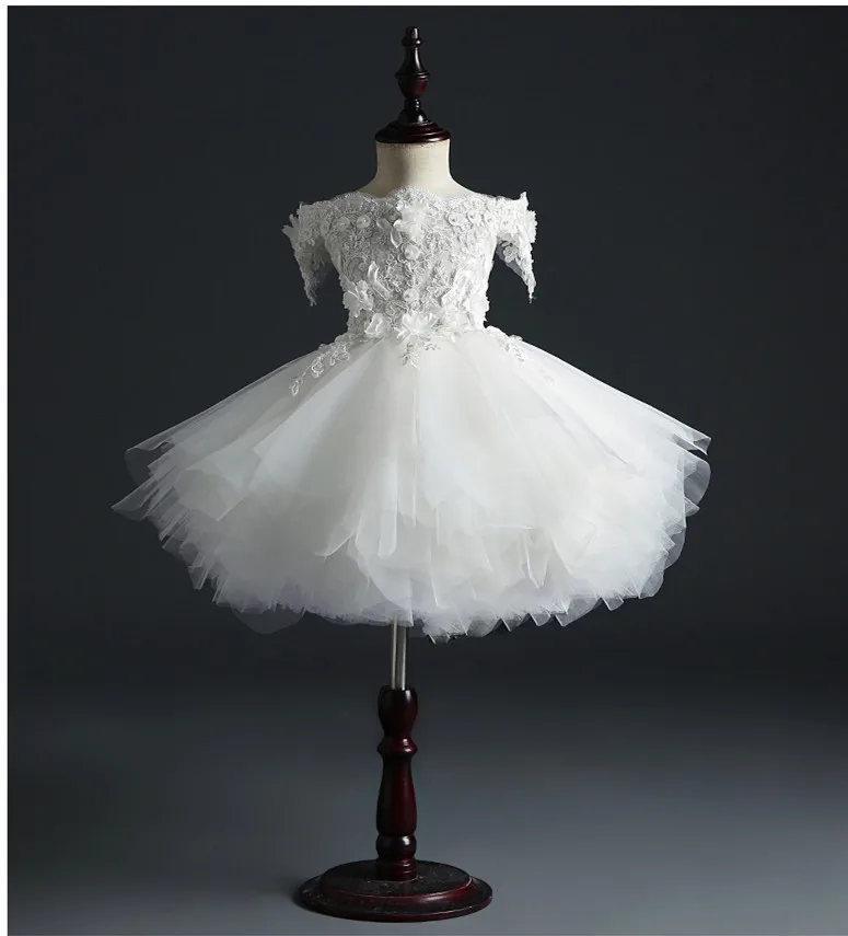 Тюлевое платье с аппликацией для новорожденных девочек кружевное бусинами и