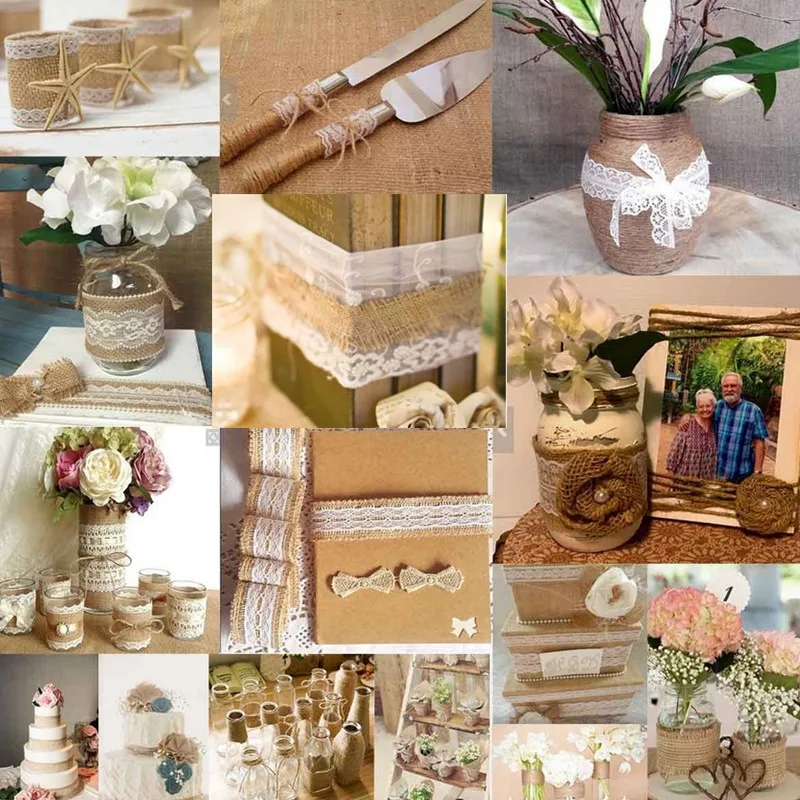 10 м натуральный джут джутовая ткань мешочная кружевная лента с белая отделка