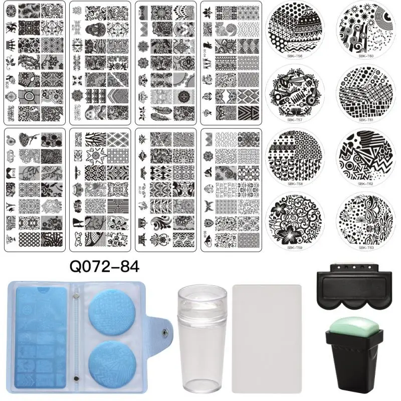 

Nail Art Printing Tool Set 16 Types of Printing Steel Plate Seal Scraper Card Packaging DIY Painted Template Color Dropshiping