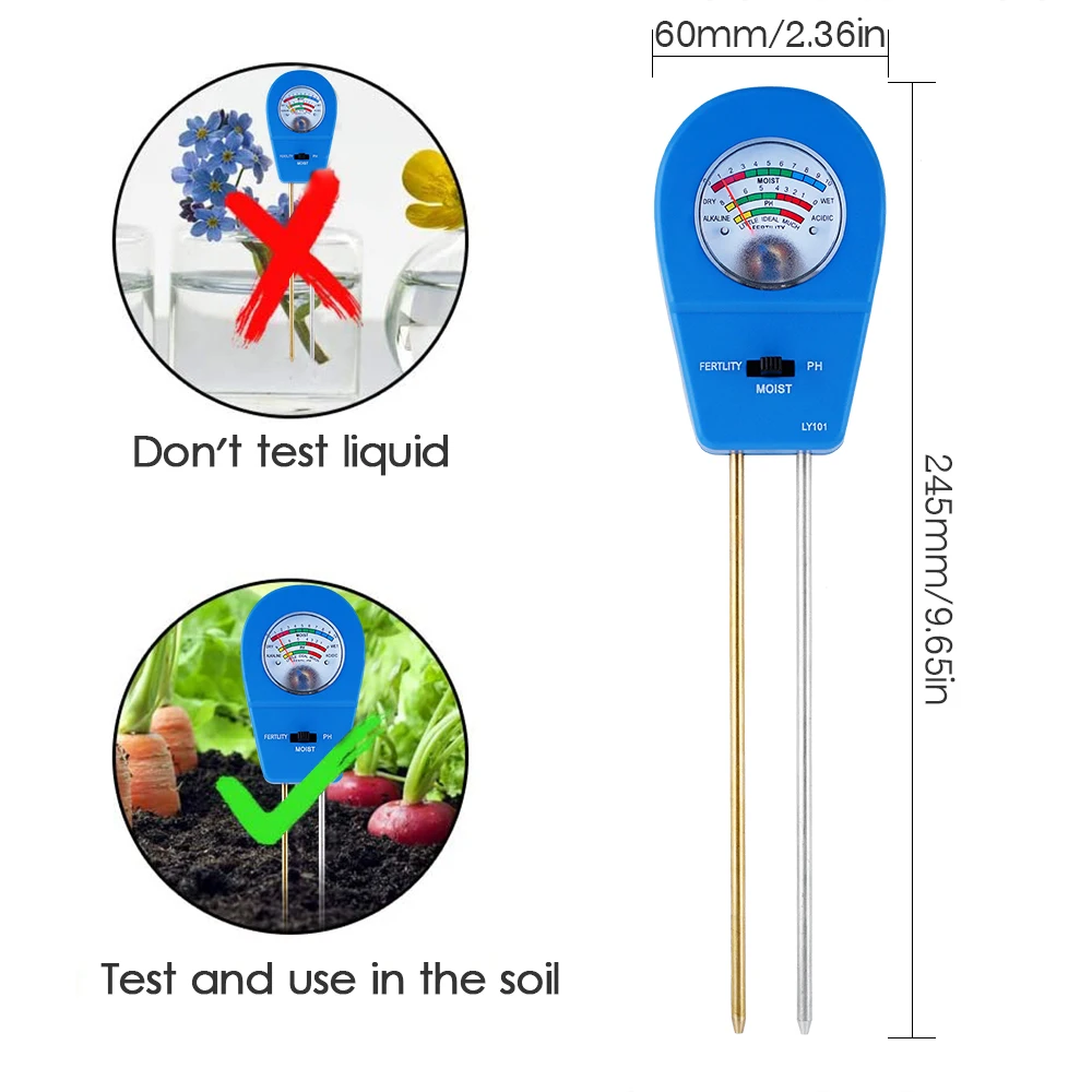 

KKmoon 3-in-1 Soil Tester Soil pH Meter with Moisture Fertility pH Meter Gardening Tool for Farm Lawn No Battery Needed