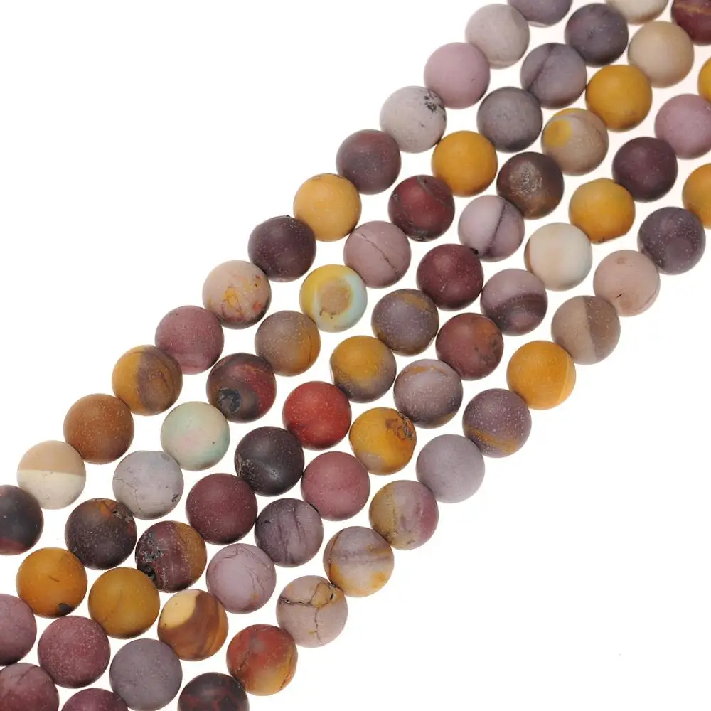 

4-12mm Matte Mookaite Natural Stone Beads Frosted Round Strand Loose Beads for Bracelet Necklace Jewelry Making Crafts 15"