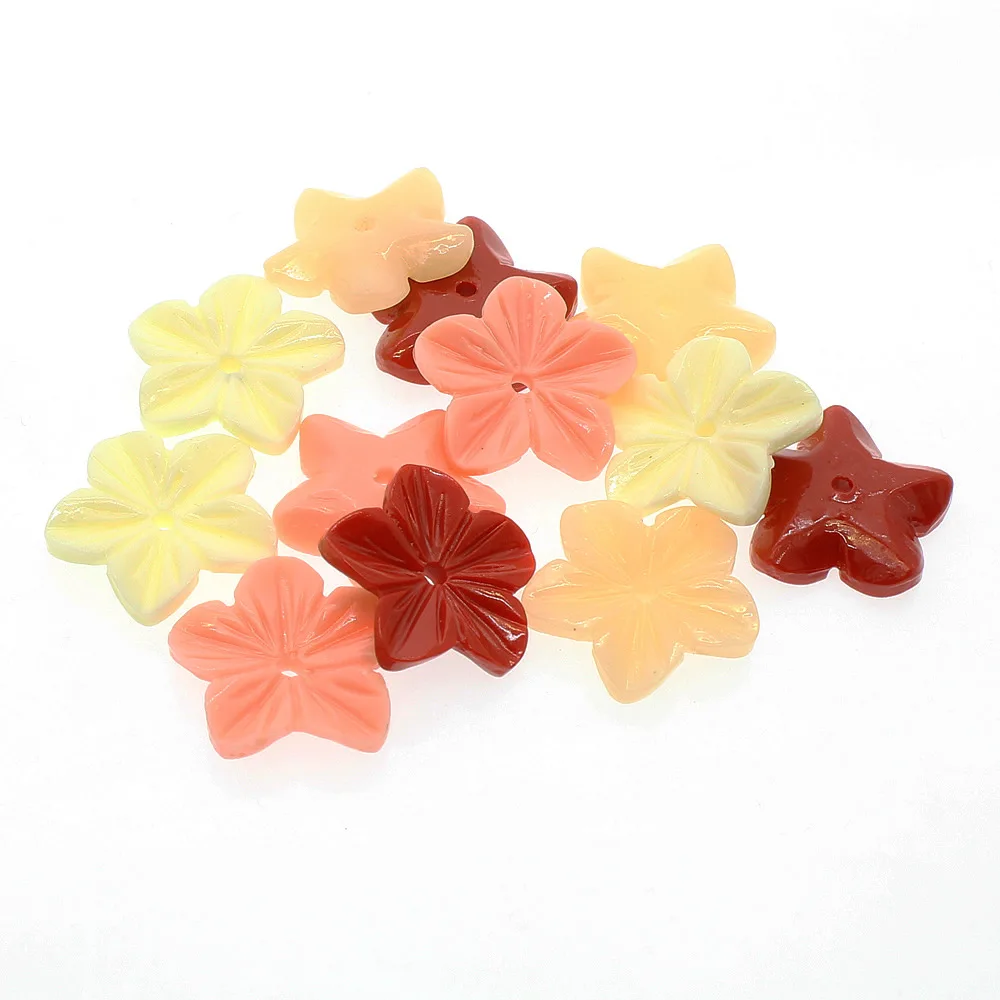 

10pcs Artificial Coral Beads 20mm Hand-carved Five Petal Flower Shape Red Pink Charm Jewelry DIY Jewelry Earrings Accessories