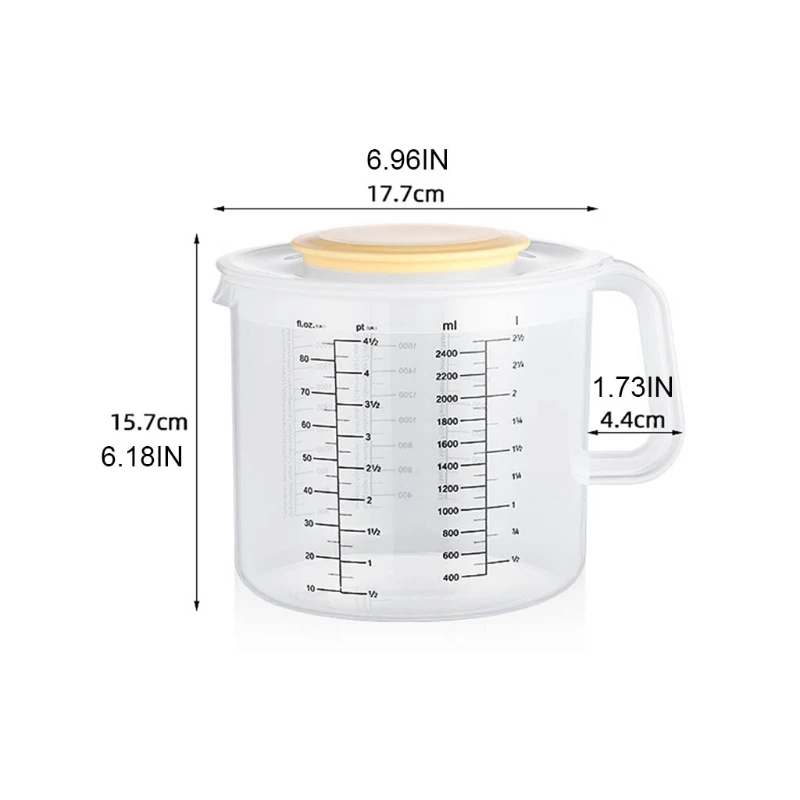 

50JD 2.5L Baking Measuring Cup Scale Mixing Bowl with Lid Transparent Plastic Mixing Cup for Home Kitchen