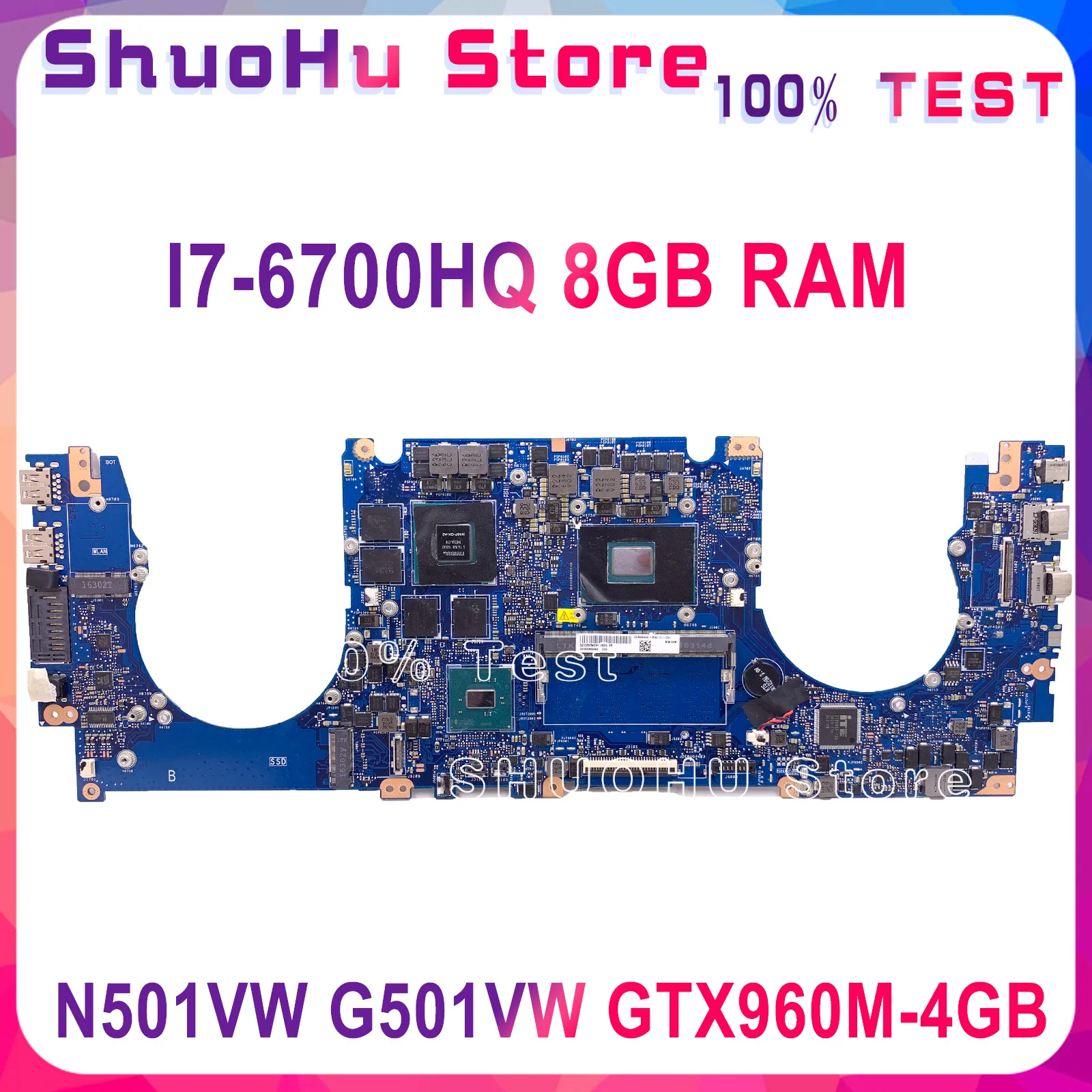 KEFU N501VW Материнская плата ASUS UX501VW G501VW N501V ноутбука Процессор I7 6700HQ GTX960M 4GB