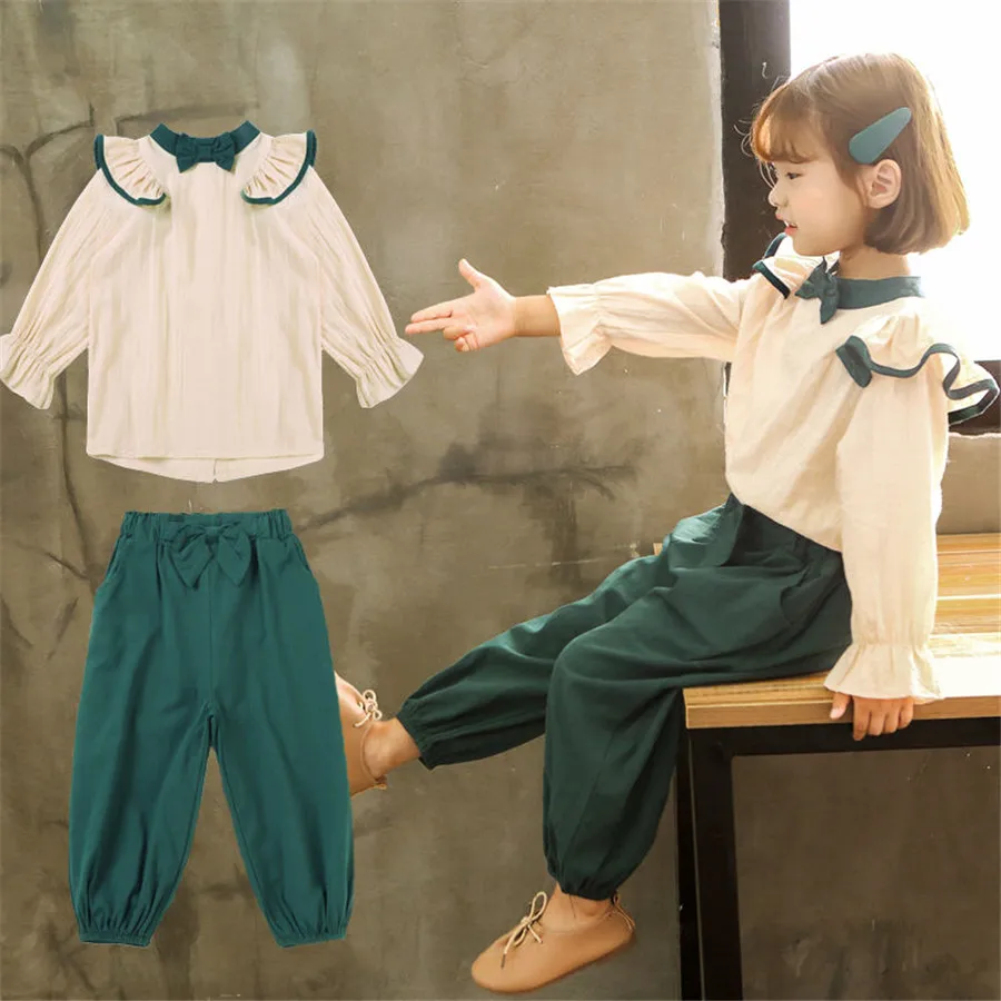 Комплекты одежды для девочек весенний комплект детской рубашка + брюки
