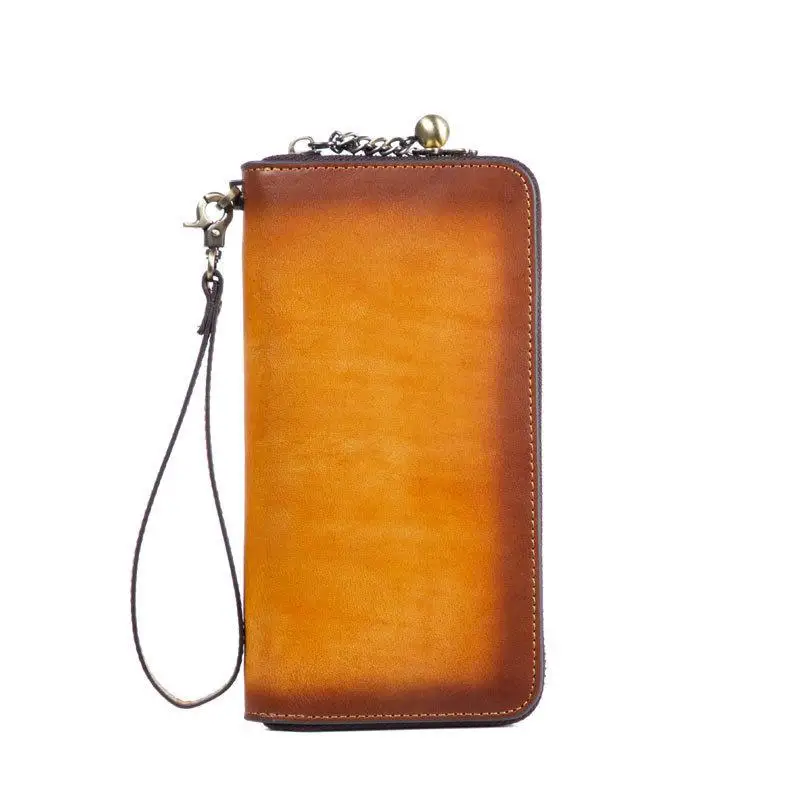 

YourSeason 2021 Ladies Nature Cow Leather Vintage Lotus Long Wallet Card Holder Women Hand Painted Embossing Clutch Wallets