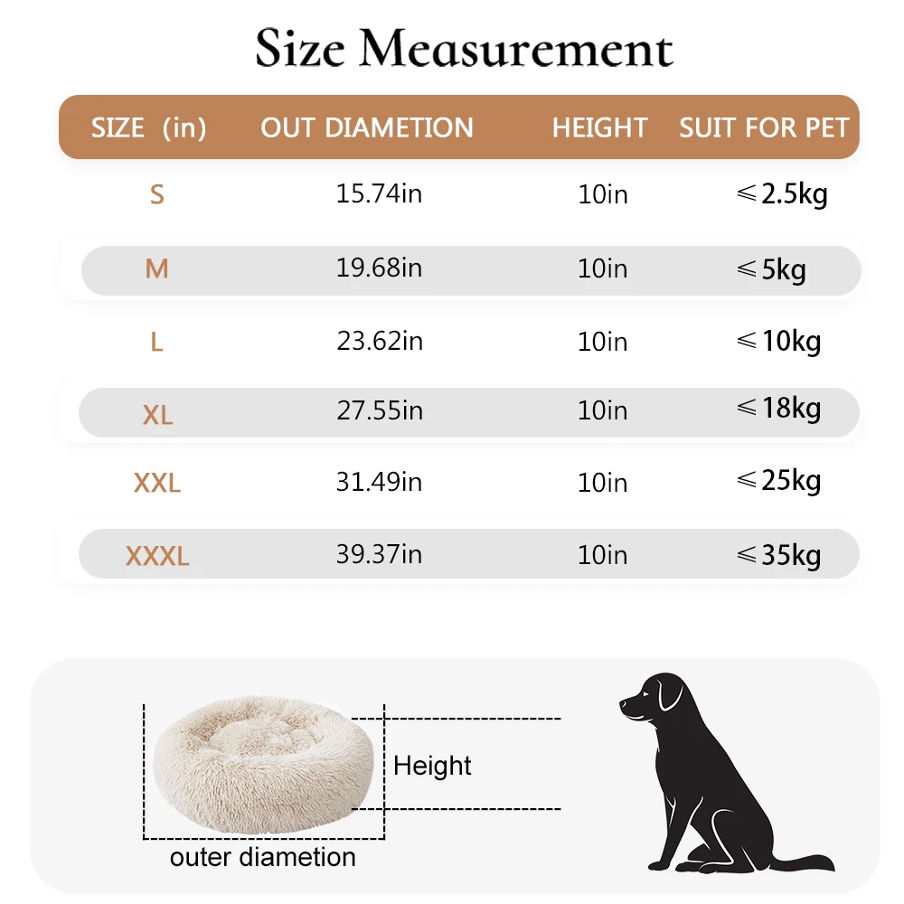 

Super Soft Pet Bed Kennel Dog Round Cat Winter Warm Sleeping Bag Long Plush Puppy Cushion Mat Portable Cat Supplies S M L