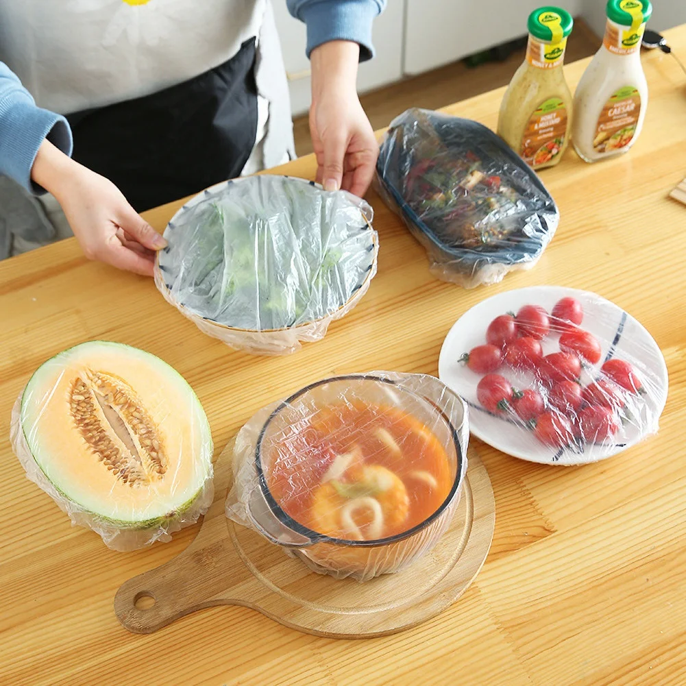 

Reusable Plastic Wrap Elastic Food Lids For Fruit Bowls Cups Caps Storage Kitchen Fresh Keeping Saver Bag