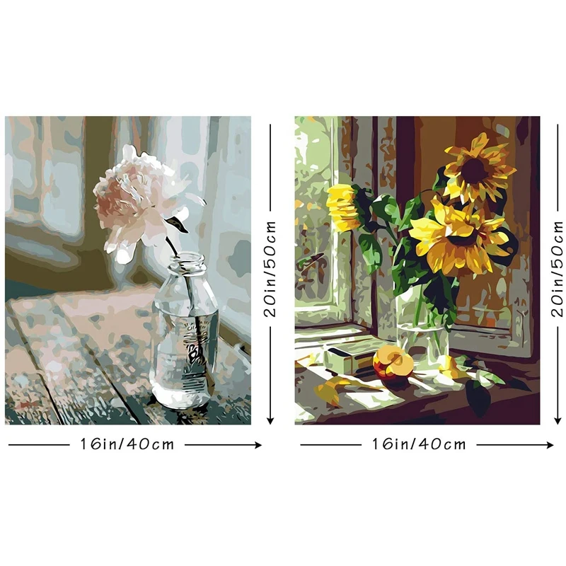 

DIY Paint By Numbers for Adults Kids,Canvas Oil Painting Kit,Drawing Paintwork with Paintbrushes,Acrylic Pigment Flower