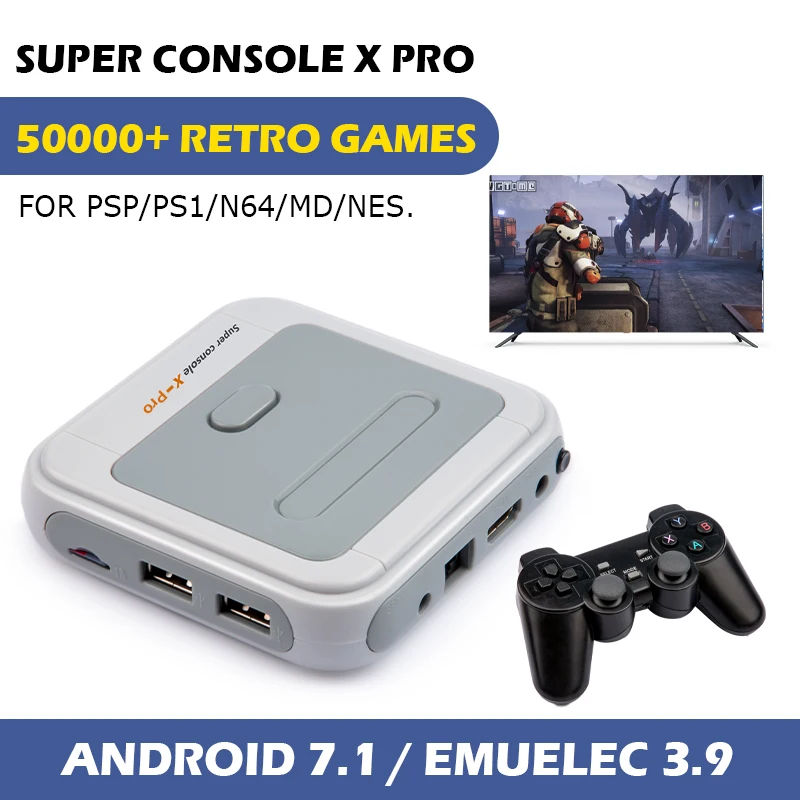 Мини консоль для видеоигр в стиле ретро супер X Pro с 50000 + классическими играми
