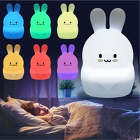 2022 new led night light colorful childrens night light cute rabbit pat light usb silicone night light 2 4g rf remote control