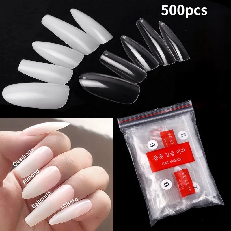 

500 Pcs/bag False Nail Tips Ballet Dance Nails Transparent and Natural Color Nails Nail Art Decorations