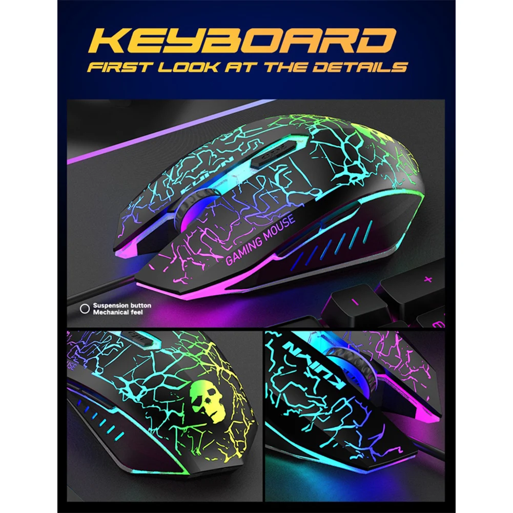 Игровая клавиатура с RGB-подсветкой набор для Проводная игровая мышь USB геймерская