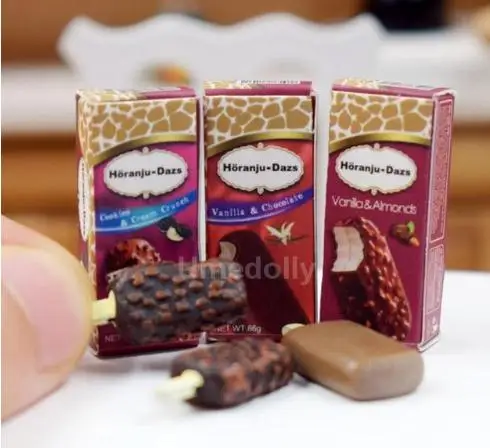 3pcs ice cream 1/12 масштаб ролевые игры миниатюрный кукольный домик супермаркет магазин кукла еда напиток Декор Аксессуары игрушка - Цвет: 3pcs ice cream