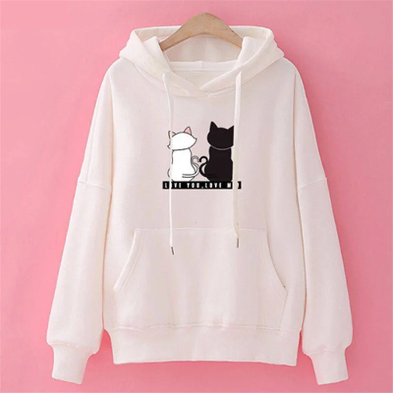 

Anime Hoodie Women Hoodies Cute Cat Print Sweatshirt Autumn Long Sleeve Hoodies Harajuku Hoodie Women Sudadera Mujer sweatshirt