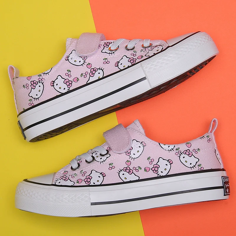 

Детская модная холщовая обувь с низким вырезом на липучке, дышащая повседневная спортивная обувь для девочек с мультяшным рисунком, универ...