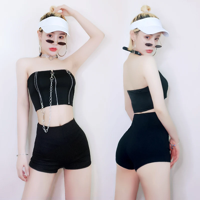 Костюм черного джазового танца в стиле панк европейская одежда женская для