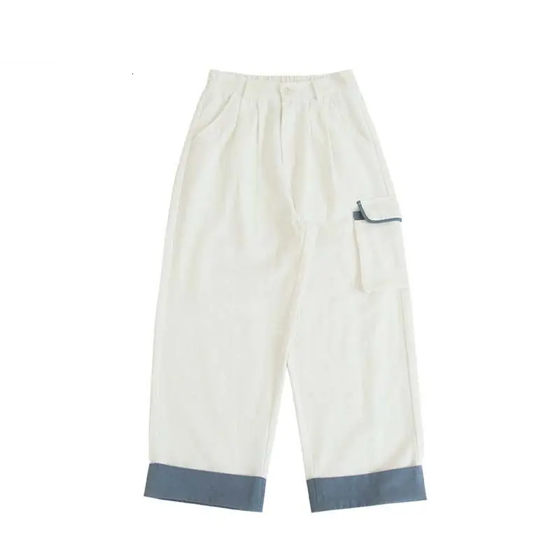 

Autumn Cotton Straight Leg Pants Men's Fashion Solid Color Casual Pants Men Streetwear Loose Hip Hop Pocket Trousers Mens S-XL