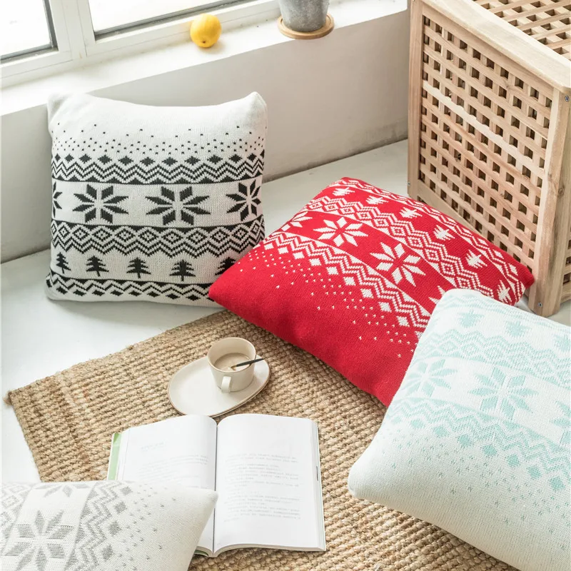 Christmas Tree Snowflake Pillow Cover Cotton Soft Skin-friendly Throw Cushion For Living Room Sofa Bed Car Decoration | Дом и сад